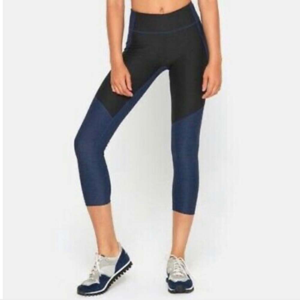 OUTDOOR VOICES Women's Blue Black Colorblock Crop Leggings